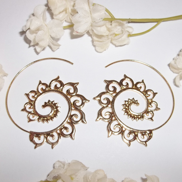 Fashion Jewelry Jewelry - Gold Huggie Hoop Earrings Spiral Tribal Unisex Jewelry Set Pair Statement 4723